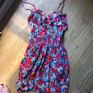 Floral pink cami mini dress
